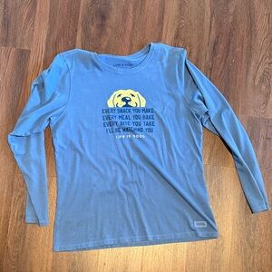 Life Is Good Blue Shirt with Yellow Dog Design